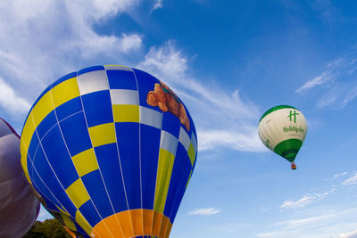 Low angle view of hot air balloon against sky