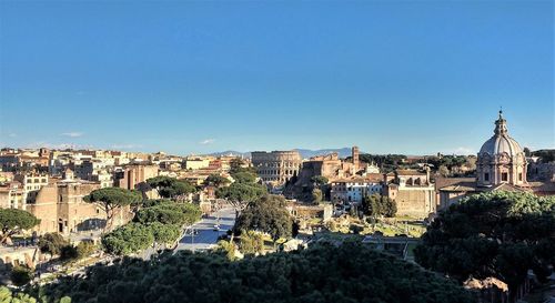 Cityscape against clear sky