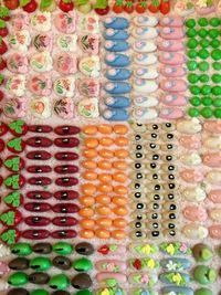 Multi colored candies in market stall