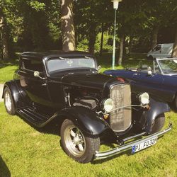 Vintage car on grass