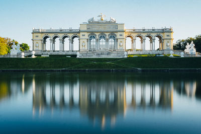 Reflection of building in water