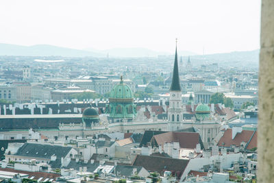 High angle view of buildings in city