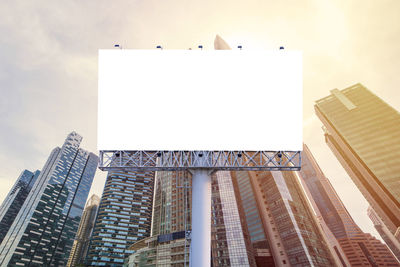 Low angle view of modern buildings against sky