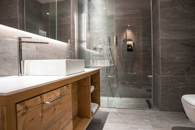 Interior of luxurious modern bathroom in resort