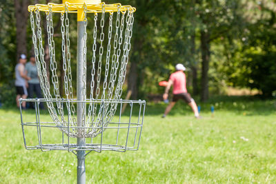 Basket on field