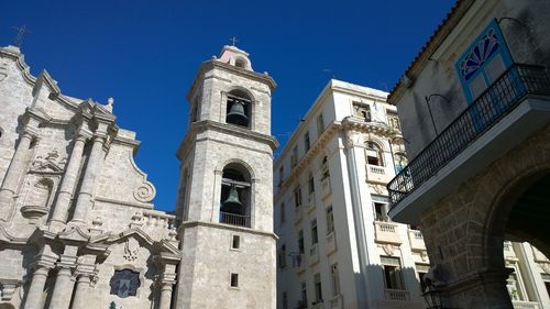 Low angle view of plaza de la catedral and buildings in city