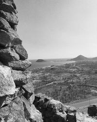 Scenic view of rocky mountains against clear sky