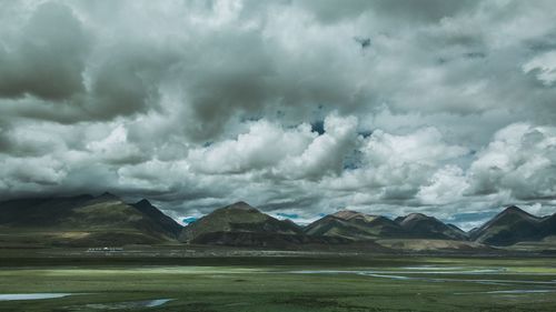 Storm clouds over landscape