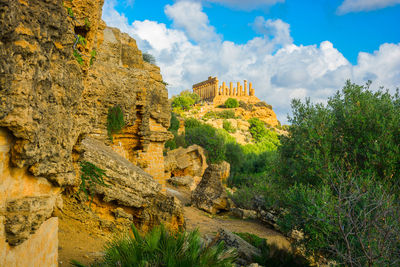 Panoramic view of rock formation against sky