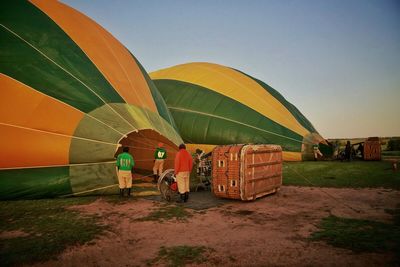 Hot air balloons on landscape