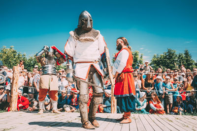 Group of people against the sky