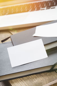 Close-up of paper on table