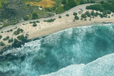 Aerial view of sea and rocks hawaii kona coast 
