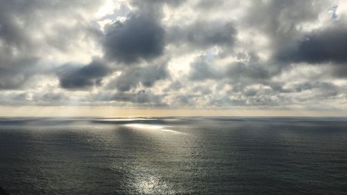 Scenic view of sea against cloudy sky