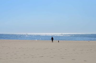 Scenic view of beach against clear sky