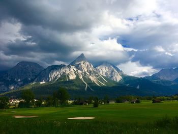 Scenic view of mountains against sky