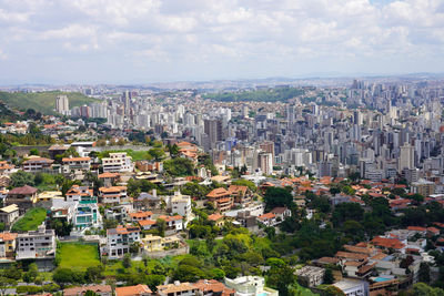 High angle view of townscape against sky