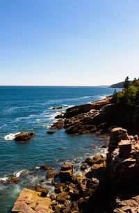 Scenic view of sea against clear sky