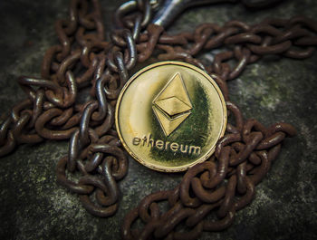 Close-up of rusty chain