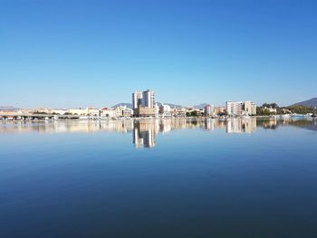 Reflection of buildings in water