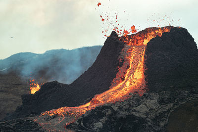 Panoramic view of volcanic mountain