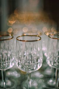 Close-up of empty glasses