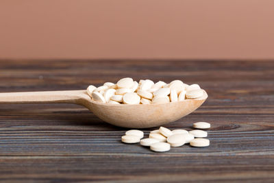 Close-up of pills on table