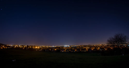 View of illuminated landscape at night