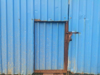 View of blue door in building