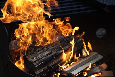 Close-up of bonfire at night