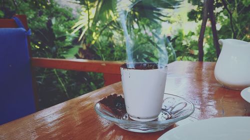 Close-up of coffee on table