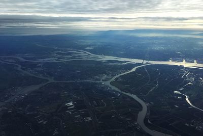 Aerial view of sea against sky