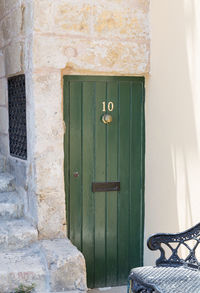 Closed door of building