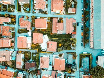 Directly above shot of houses in city