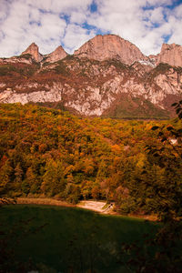 Scenic view of mountains against sky during autumn. this is italy 