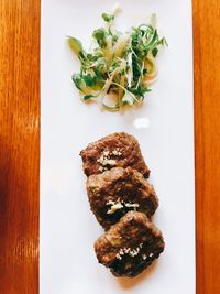 High angle view of food on table