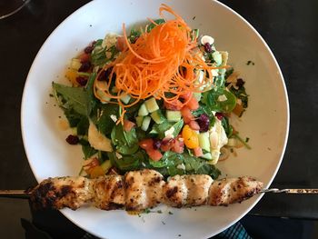 High angle view of food in plate