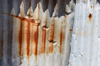 Full frame shot of rusty metal on wall