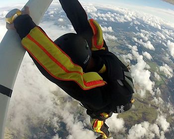 Low angle view of kite flying in sky