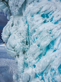 Wind swept blue glacial ice