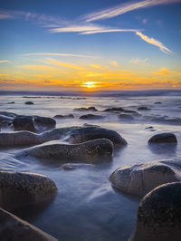 Scenic view of sea against sky during sunset