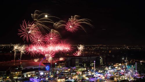 Firework display at night