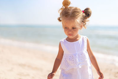 Close-up of girl on beach