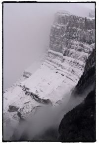 Aerial view of snow covered landscape