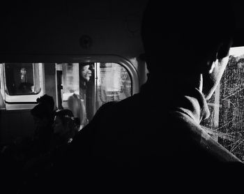 Woman traveling in train
