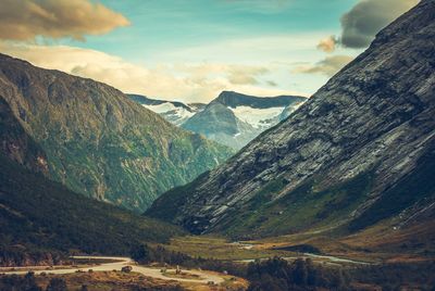 Scenic view of mountains against sky