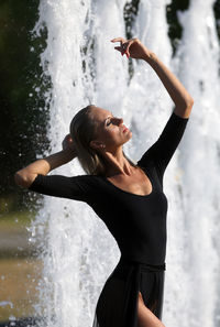 Woman standing in water