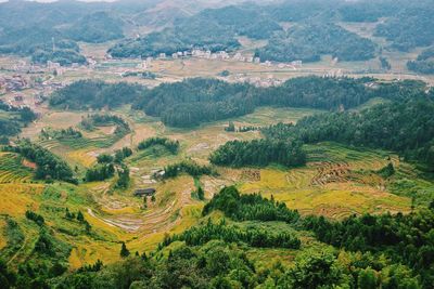 High angle view of rural landscape