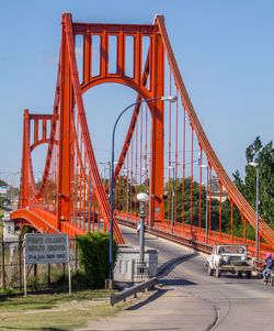 View of suspension bridge against sky