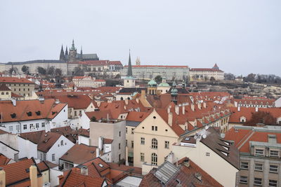 High angle view of townscape against sky